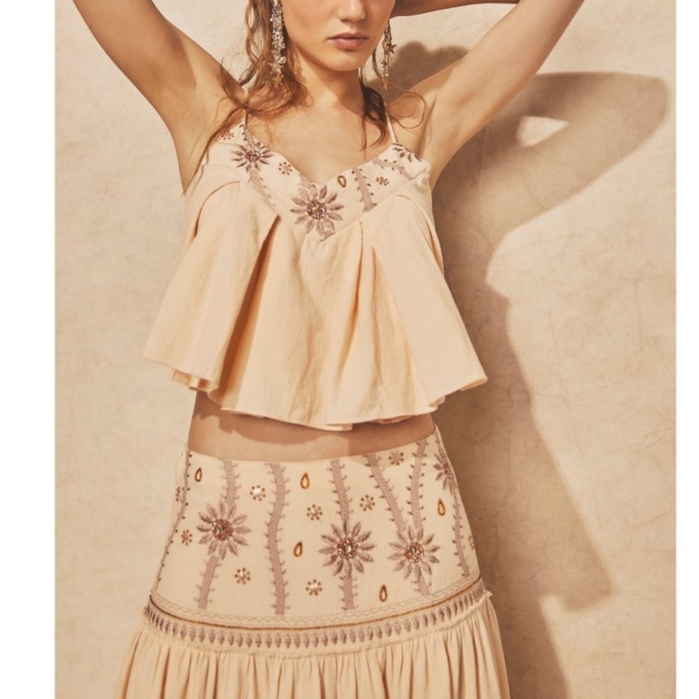 FREE PEOPLE Crystal Cove Set / Linen Size M - Picture 4 of 10